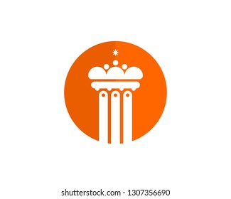 minimalist orange circle law pillar icon logo design