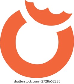 Logotipo circular anaranjado minimalista con detalle ondulado creativo de la marca de la mordida