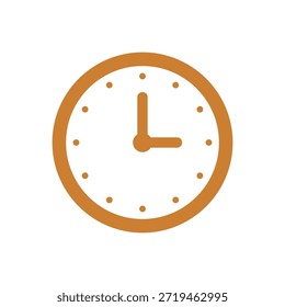 Ein minimalistisches, orangefarbenes Uhrensymbol auf sauberem, weißem Hintergrund, perfekt für den Einsatz in digitalen Schnittstellen, Branding- und Grafikdesign-Projekten, bei denen ein einfaches, aber effektives Zeiterfassungssymbol benötigt wird.