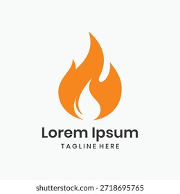 Minimalist orange fire flame logo icon design