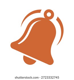 Icono de campana de notificación naranja minimalista con ondas de alerta