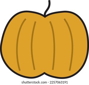 minimalist orange pumpkin illustration, simple vector, icon, symbol, on the white background. 