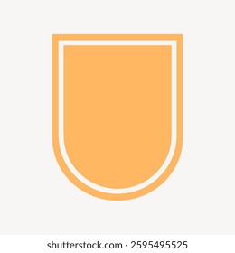 Minimalist orange shield icon with rounded edges. Simple orange shield design. Orange shield with a clean, modern look. Perfect for branding or design projects. Minimal shape vector.