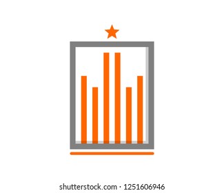 minimalist orange skyscraper building in frame