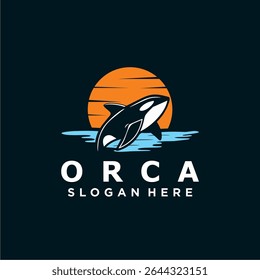 Minimalist orca whale logo vector illustration design