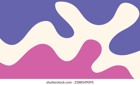 Minimalist organic abstract background vector illustration with colorful pastel waves of blue and pink. Suitable for cover, card, presentation, banner, and home decor template design.