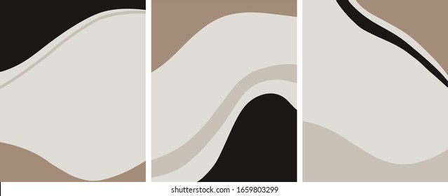 Minimalist Organic Shapes Design, Flat Art Postcard,nordic Scandinavian Design,poster Set Earthy Tones Natural Colors