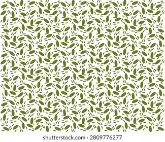Minimalist organic vector pattern featuring khaki green grains, sprinkles, and dashed texture for decorative seamless backgrounds