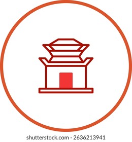Minimalist oriental architecture icon, intricate details, vector image, perfect for design projects