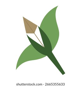 Minimalist origami leaf logo design with a single folded leaf element
