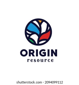 Minimalist origin mandala logo monoline root, suitable for clothing cafes, and others