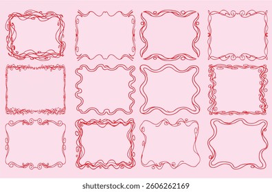 Minimalist ornate borders, dividers and frames. Decoration for packaging branding and invitations. Editable vector format floral style . EPS 10.