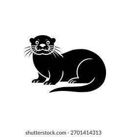 Ilustração minimalista da lontra, projeto da silhueta do vetor da vida selvagem