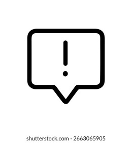 Blasensymbol für minimalistische Umrissmeldung mit Ausrufezeichen innen