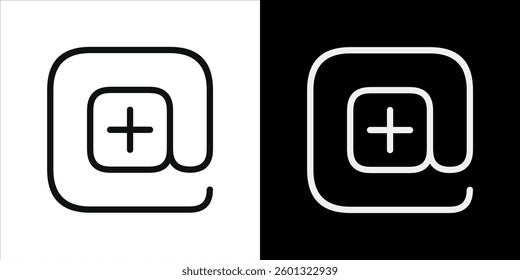 Minimalist Outline Art of At Symbol with Plus Sign Variations
