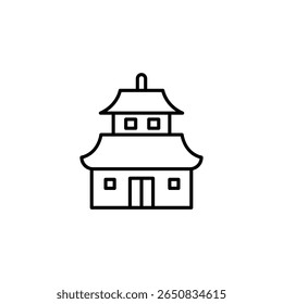Minimalist Outline Of An Asian Style Building With Clean Lines