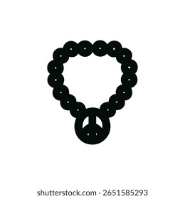 Minimalist Outline Bead Necklace with Peace Symbol Charm Fashion Accessory
