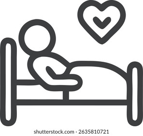Minimalist Outline Bed Patient Recovery Symbol Shape Icon Design Element