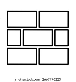 Minimalist Outline Block Wall Configuration with Rectangular Shapes Illustration
