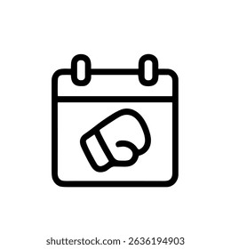 Minimalist Outline Boxing Glove on Calendar Date Reminder Icon
