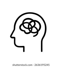 Minimalist Outline Brain Knot Icon Shape Sign Symbol Silhouette Illustration