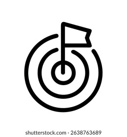 Minimalist Outline Bullseye Target with Flag Stick Symbol Shape Icon