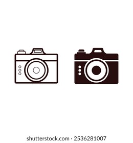 A minimalist outline camera icon, perfect for modern and simple design projects. This icon features clean, bold lines that convey the essential details of a camera, creating an elegant and easily reco