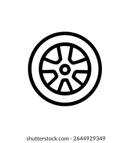 Minimalist Outline Car Wheel Rim Automobile Part Shape Icon Illustration