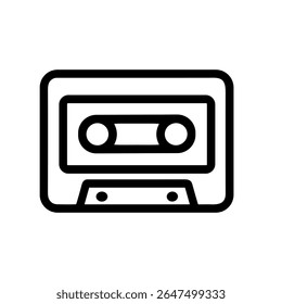 Minimalista Contorno Cassete Fita Áudio Música Player Ícone Retro Elemento
