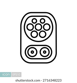 Minimalist outline CCS Type 2 charging inlet icon suitable for electric vehicle infrastructure and eco transport design concepts
