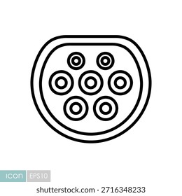 Icono de enchufe de carga combinada CCS tipo 2 de contorno minimalista adecuado para la infraestructura de vehículos eléctricos y los conceptos de diseño de transporte ecológico