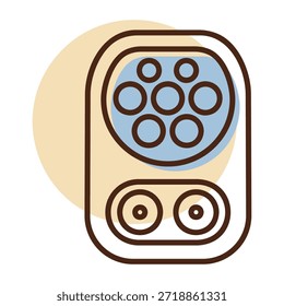Esquema minimalista CCS Tipo 2 icono de entrada de carga adecuado para la infraestructura de vehículos eléctricos y conceptos de diseño de transporte ecológico