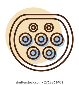 Icono de enchufe de carga combinada CCS tipo 2 de contorno minimalista adecuado para la infraestructura de vehículos eléctricos y los conceptos de diseño de transporte ecológico