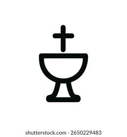 Minimalist Outline Chalice with Cross Religion Symbol Simple Shape Icon