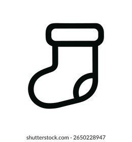 Minimalist Outline Christmas Stocking Line Art Decoration Holiday Icon