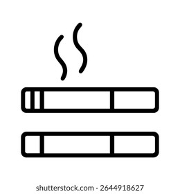 Pilha de cigarro de contorno minimalista com a ilustração de arte de linha de fumaça