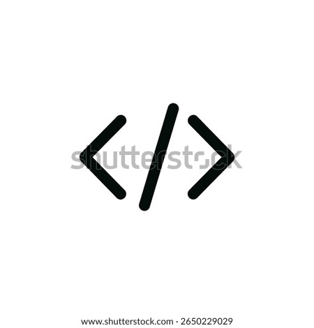 Minimalist Outline Code Bracket Symbol with Slash Icon Illustration