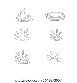 Minimalist outline collection of water drop and splash vector icons. Water drops doodle icon sign. Decorative set Droplet splash symbol. Hand drawn ink sketch. Liquid element. cry droplet icons.sauce 