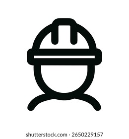 Minimalist Outline Construction Worker with Hard Hat Safety Helmet Icon