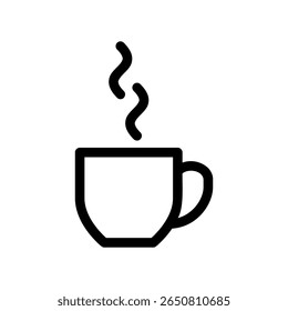 Contorno minimalista de uma xícara com café quente ou chá