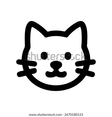 Minimalist Outline Cute Cat Head Face Shape Icon Illustration