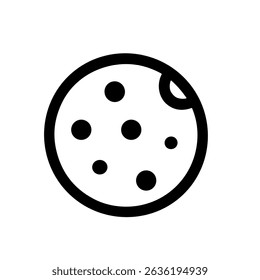 Minimalist Outline Delicious Cookie with Crumbs Food Line Art Icon