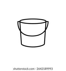 Minimalist Outline Depiction Of A Pail With Rounded Handle Supports