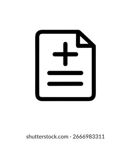 Symbol für minimalistisches Umrissdokument mit Pluszeichen