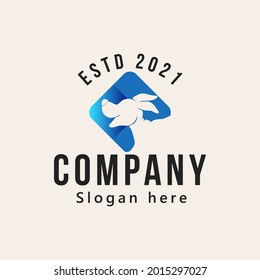 minimalist outline dog cat icon logo template vector illustration