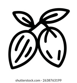 Minimalist Outline Drawing Cocoa Bean Branch Organic Healthy Ingredient