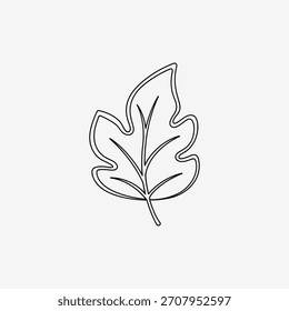 A minimalist outline drawing of a fig leaf, perfect for botanical illustrations, logos, or nature-themed designs. Simple, clean, and versatile for various creative projects.
