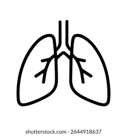 Minimalist Outline Drawing of Lung Anatomical Organ Icon Design Element