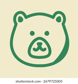 Dibujo de contorno minimalista de un icono de forma de cabeza de oso simple