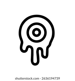 Minimalist Outline Dripping Eyeball Graphic Element Creepy Horror Theme Illustration